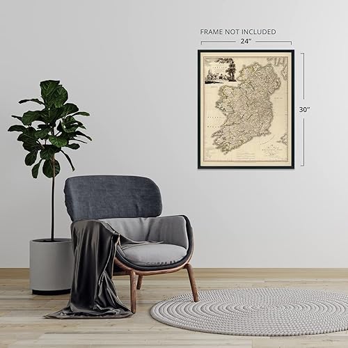 Miniatura 5 de HISTORIX Póster vintage de 1797 con mapa de Irlanda Arte de pared vintage de 24 x 30 pulgadas Mapa histórico de Irlanda Impresión de mapa de la