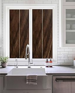 Rustic Wood Window Privacy Film Stained Glass Window Film Decorative Window Cover Static Window Cling for Glass Door Brown Wooden Planks Farmhouse Vintage Window Stickers for Bathroom 17.7"x39.3"