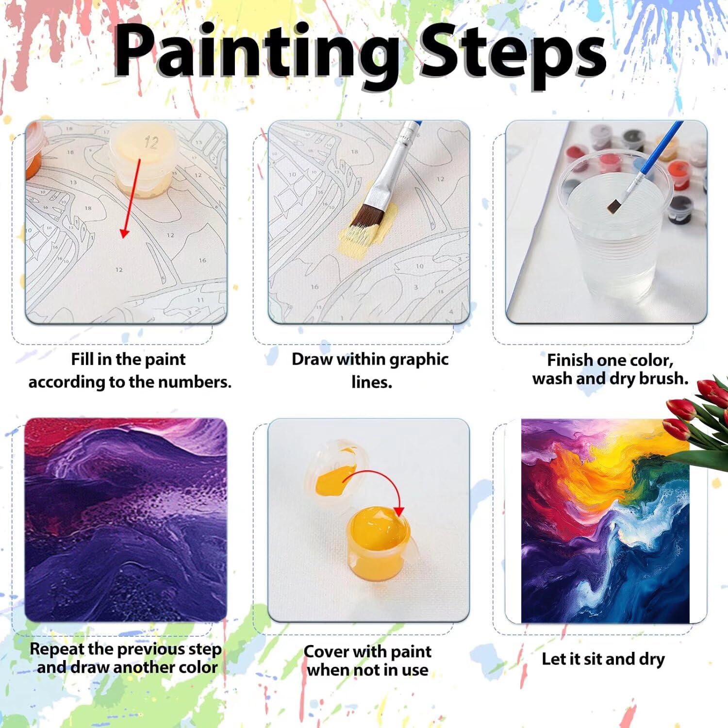 Pintar por Numeros Adultos pintar por numeros niños manualidades niños 10 años, DIY Pintar por Números de Pincel y Pintura acrílica Decoraciones para el Hogar Manualidades, sin Marco 60x80cm C-160