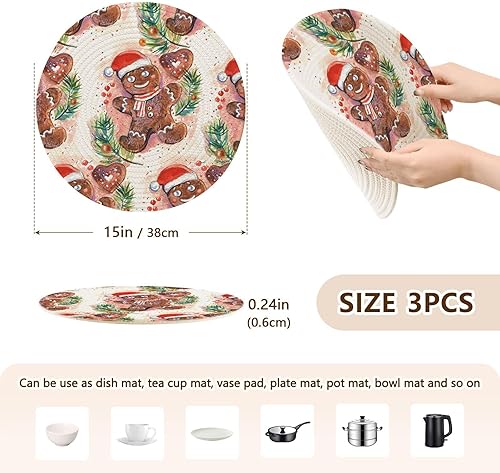 Miniatura 2 de Juego de 3 salvamanteles para platos calientes de 15 pulgadas, tejido de hilo de algodón, soportes para ollas calientes para estufas de microondas,