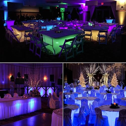 Miniatura 9 de Paquete de 4 luces LED debajo de la mesa para fiestas, iluminación RGB para eventos para bodas, control remoto para mesa de cóctel, mesa de café,