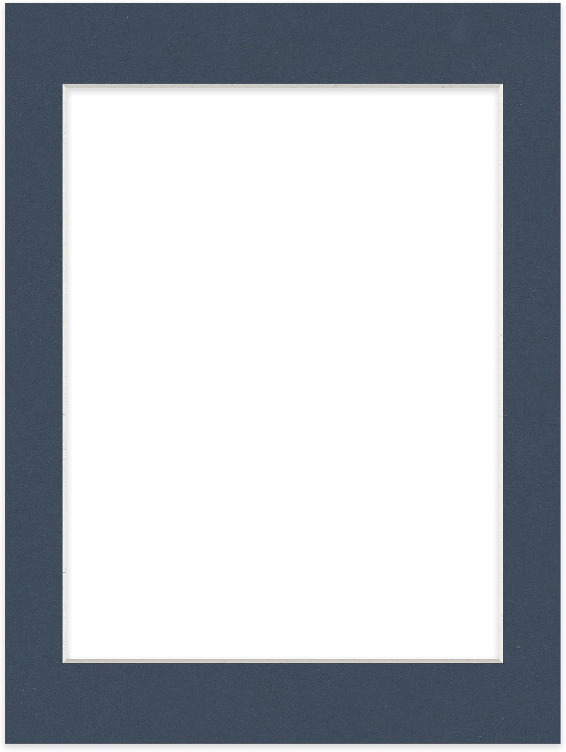 CountryArtHouse 11x14 Precut Picture Frame Mats, White Core Bevel Cut, Acid Free 4-Ply Mat Board – Fits 8x10 Photos, Professional Photo Mat Inserts for Frames & Gallery Wall, Navy Blue, 1 Pack