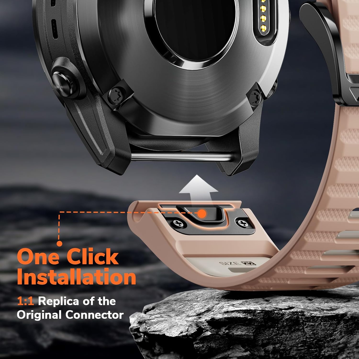 Quickfit 22mm Watch Bands for Garmin Fenix 8 47mm/7/6/5, Sports Silicone Bands Compatible with Garmin Fenix 8 Pro 47mm/7 Pro/6 Pro/5 Plus/Forerunner 935/945/955/965/Approach S60/S62/Epix 2 - Image 4