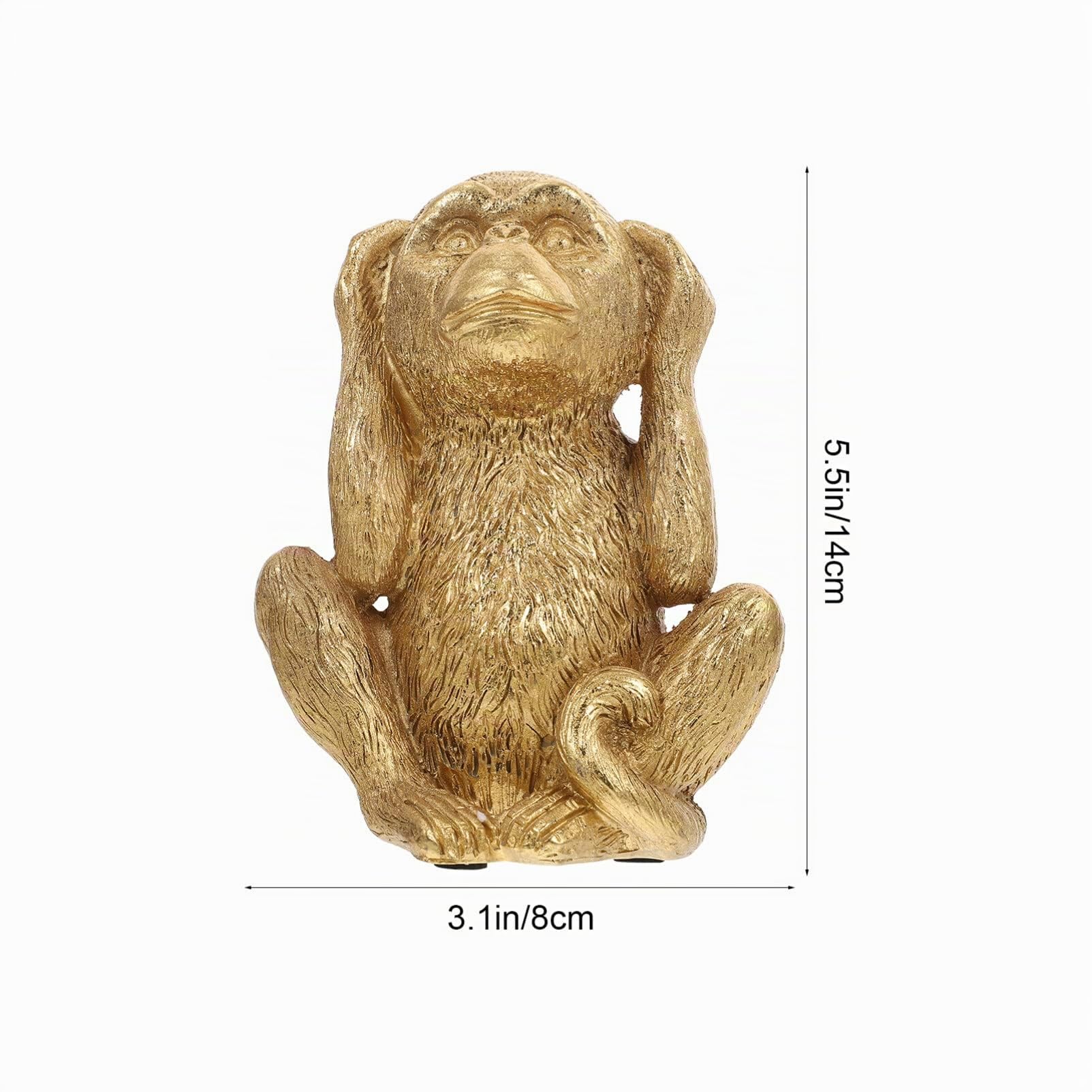 DECHOUS Statua di Scimmia Statua Non Sentire Il Male Tre Di Arte Astratta Scimmie Figurine Feng Shui Sculture Figura Animale Per Decorazioni Per La Casa Accenti Oro
