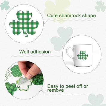 COCHIE 400PCS St. Patrick's Day Shamrock Stickers for St Patricks Day Decorations, Green Saint Patrick's Day Sticker Party Favor Supplies Parties Accessories Holiday Gifts (Pattern)