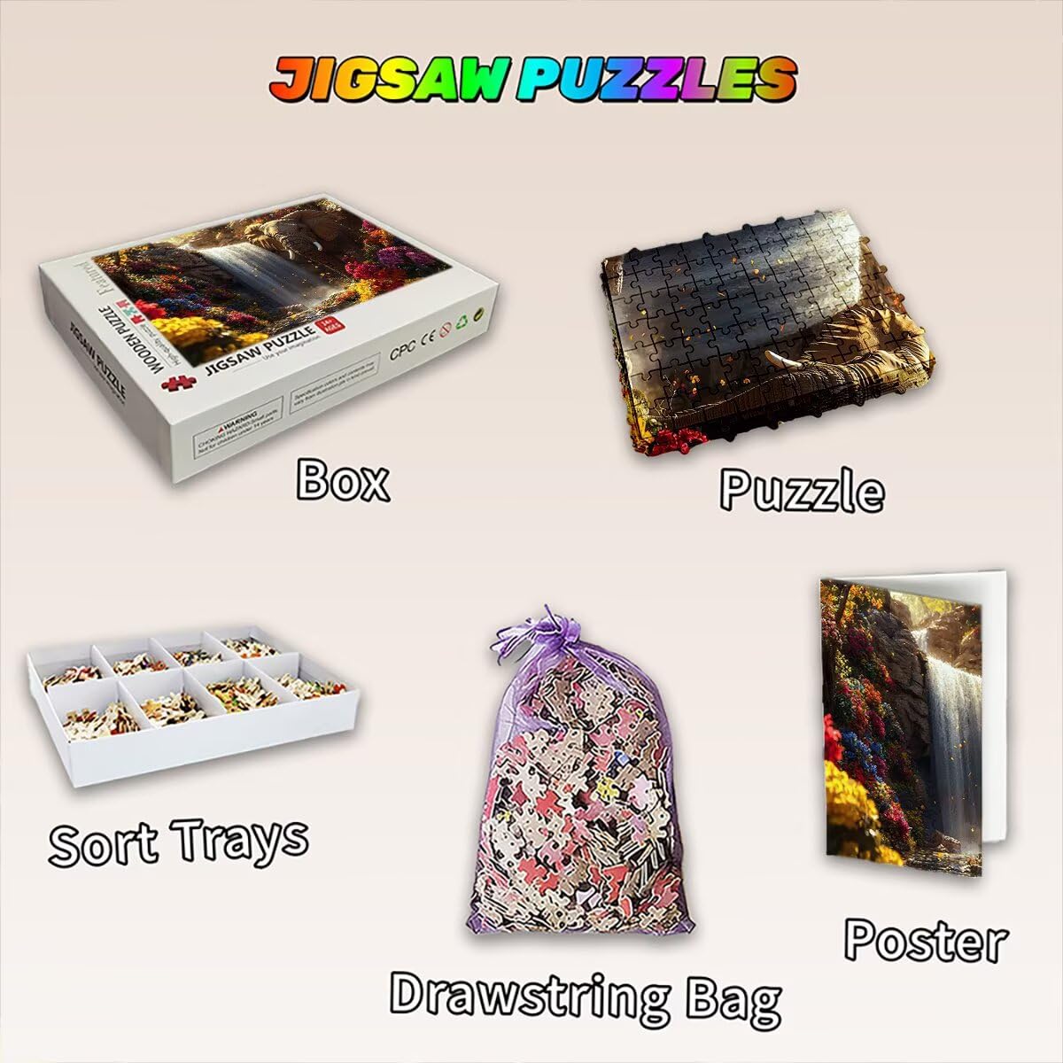 Puzzle 2000 sztuk słonia, jesienne puzzle, drewniane puzzle zabawne wyzwania kreatywna rozrywka, klasyczne puzzle zabawa opakowanie wysokiej jakości, pomysł na prezent dla kobiet, 99 x 70 cm -1358