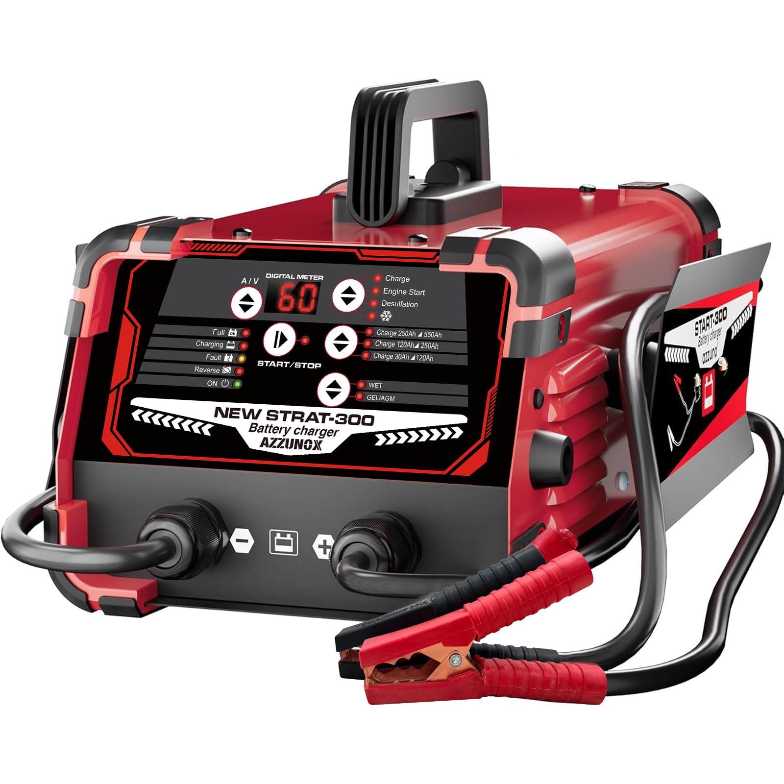 Photo 1 of AZZUNOX 12V 24V Car Battery Charger & Engine Starter, 0-60A Automatic Battery Maintainer, 300 Cranking Amps, Jump Starter & Smart Trickle Charger