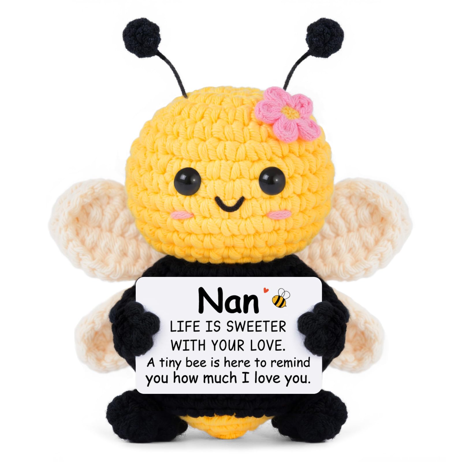 Gleevara Nan Gifts, Nan Birthday Gifts from Grandchildren - Handmade Crochet Cute Bee, Unique Emotional Support Crochet Nana Christmas Mothers Day Adorable Gift