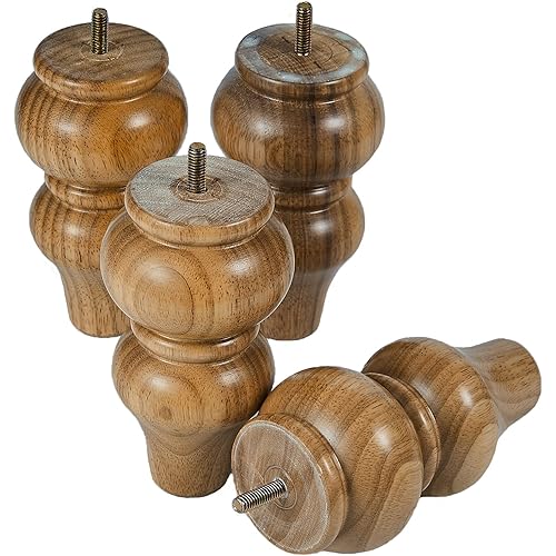 Wood furniture legs 6 inches Wood color,desk legs,couch legs replacement,for chair legs bed legs Dresser Legs cabinet legs bed frame feet couch risers