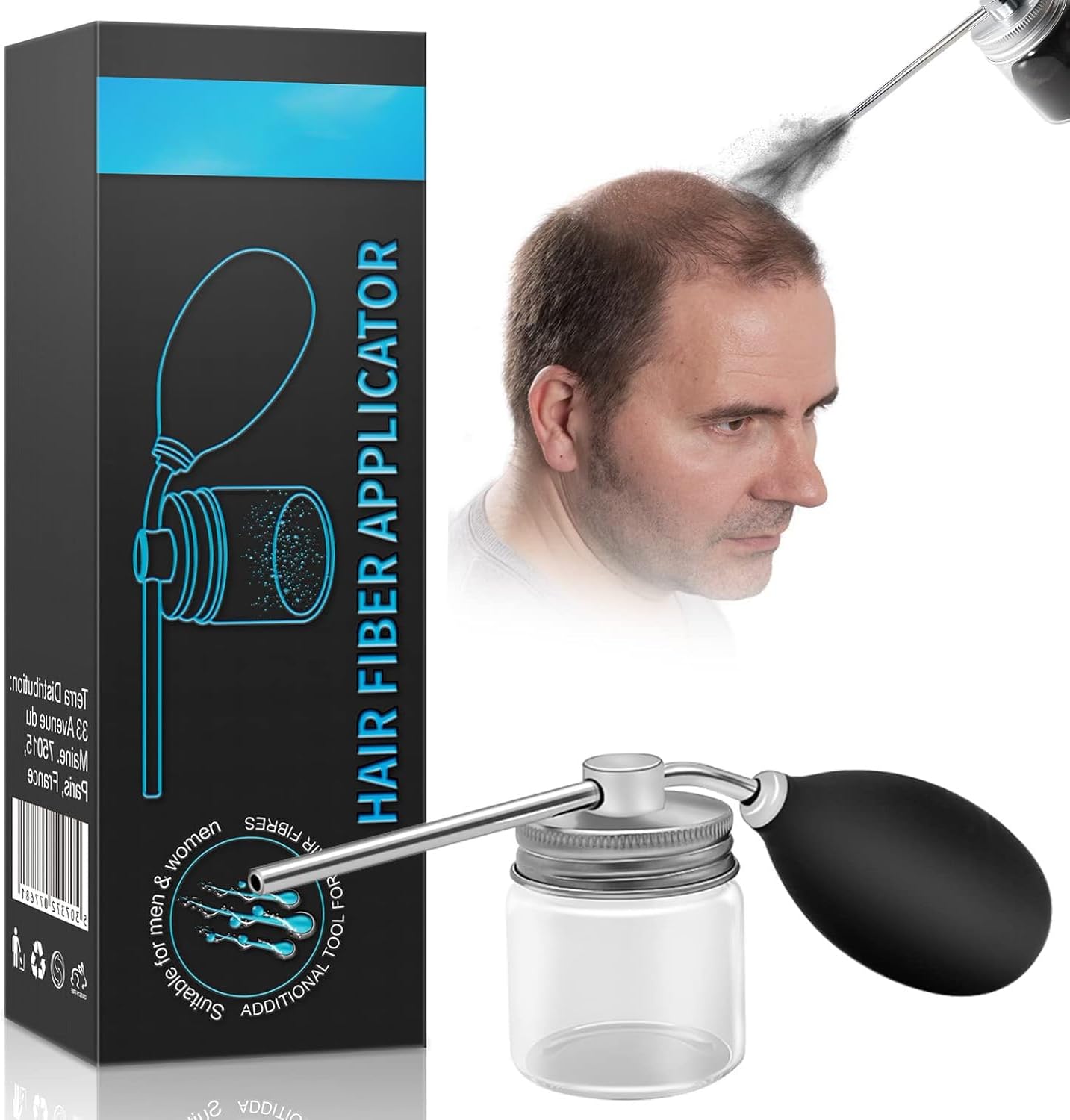 One-Handed Hair Fiber Applicator Spray Bottle Nozzle for All Brands (Fibers Not Included)