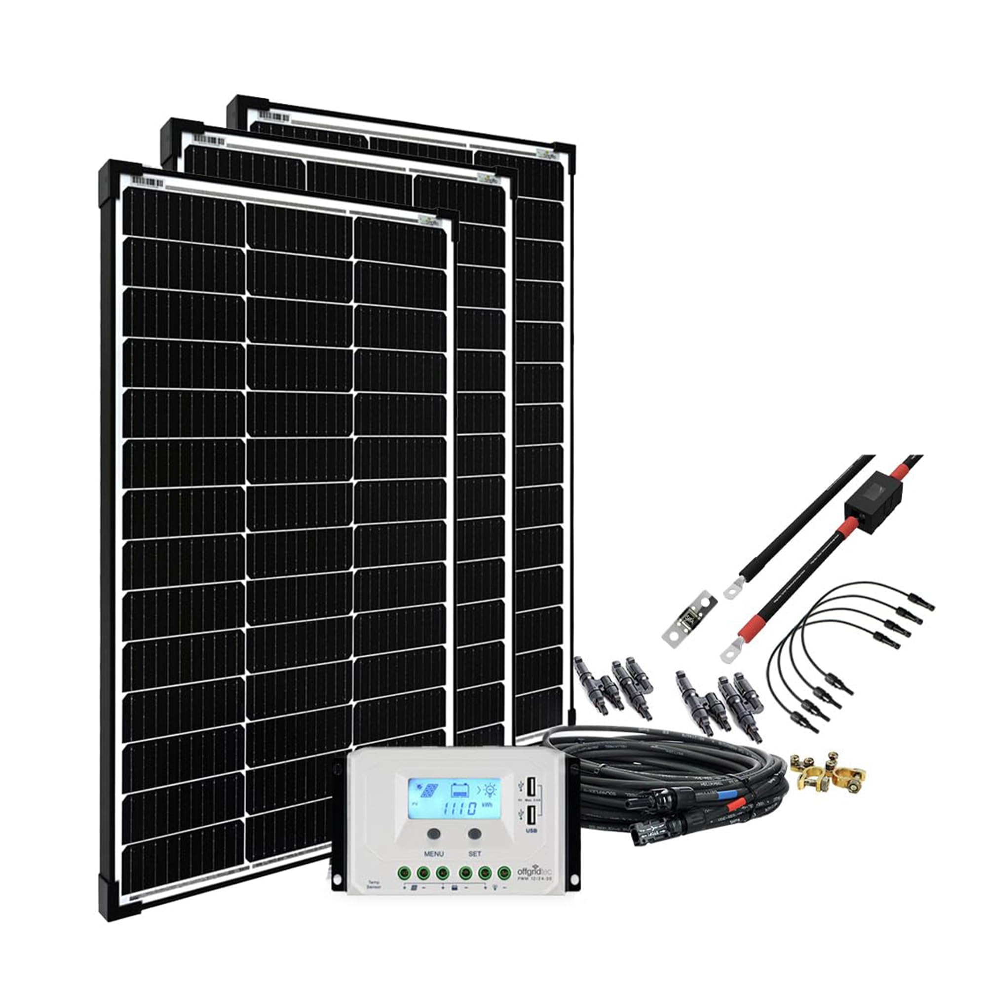 Offgridtec - Impianto fotovoltaico da 300 W con regolatore di carica e cavo