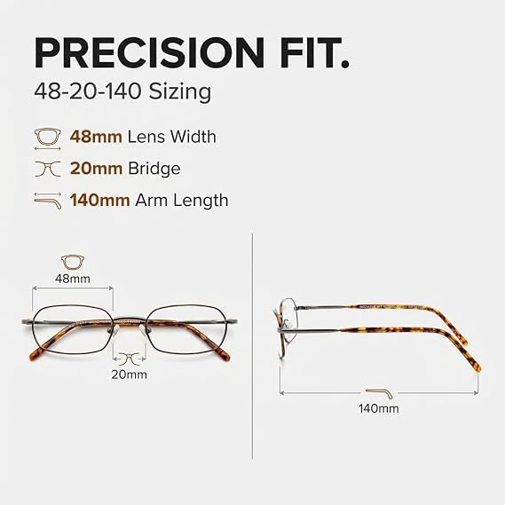 Optical Eyewear - Modified Oval Shape, Metal Full Rim Frame - for Women or Men Prescription Eyeglasses RX