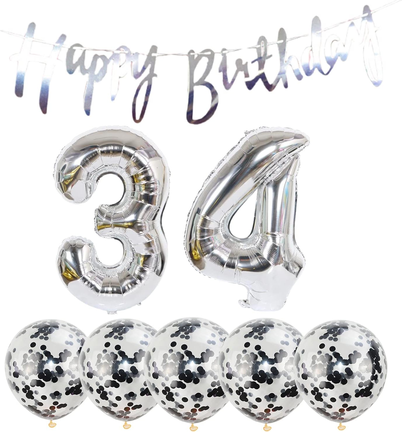 85 Birthday Decoration Happy Birthday Banner Balloons Garland Cupcake Toppers Purple...