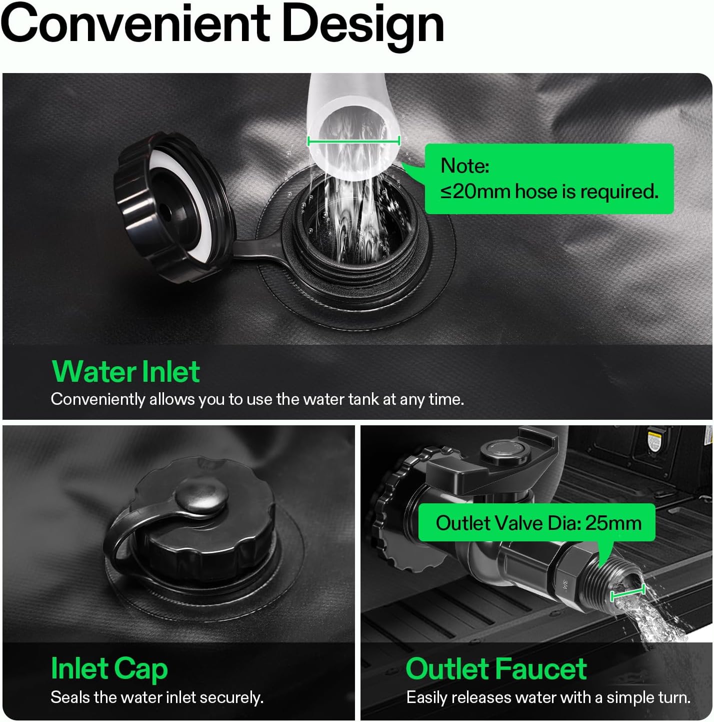 VIVOSUN 110 L/30 Gal Water Storage Bladder, Foldable and Portable Water Tank, Water Storage Bag Containers for RV, Camping, Garden, Irrigation, Drought Resistance, Firefighting