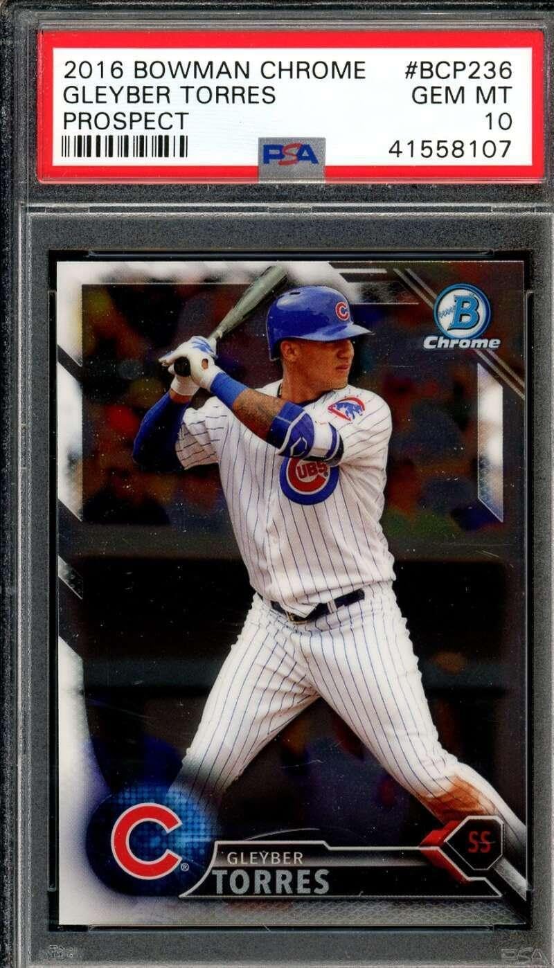 Gleyber Torres Rookie Card 2016 Bowman Chrome #BCP236 PSA 10 - Baseball Slabbed Rookie Cards