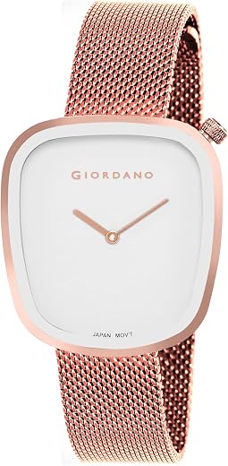 Giordano Analog Wrist Watch for Women with Stylish Metal Strap, Square dial and 3 Hand Mechanism