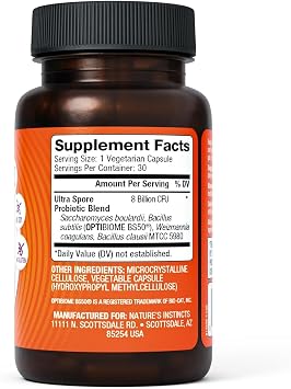 Ultra Spore Probiotic with Live Strains | Daily Soil Based Probiotic for Digestive Support & Gut Health | Soy-Free, Dairy-Free, Gluten-Free, Non-Refrigerated Probiotics, 30 Capsules