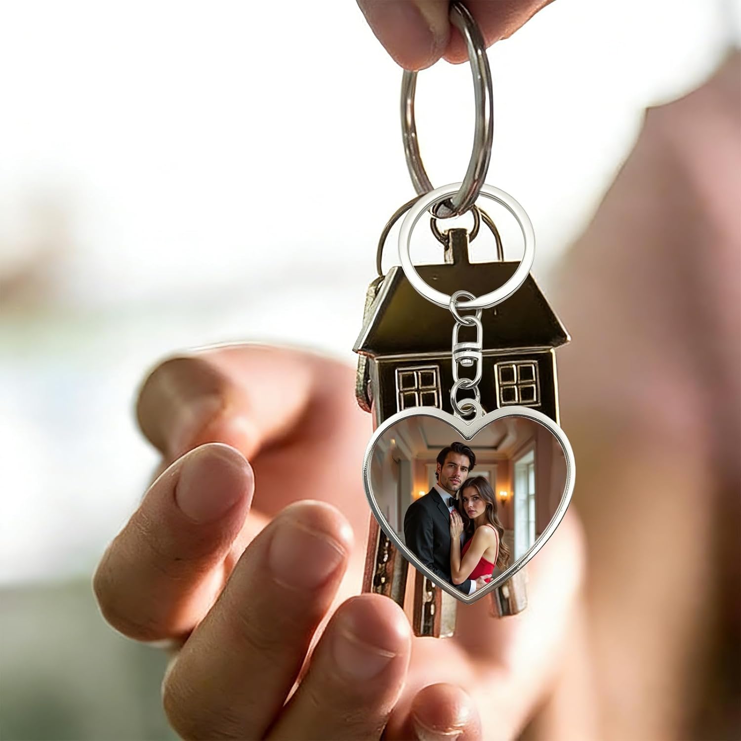 Custom Heart Keychain with Picture - Personalized Engraving Photo Text Key Chain Customized Double-sided Gift Lovers - Image 6