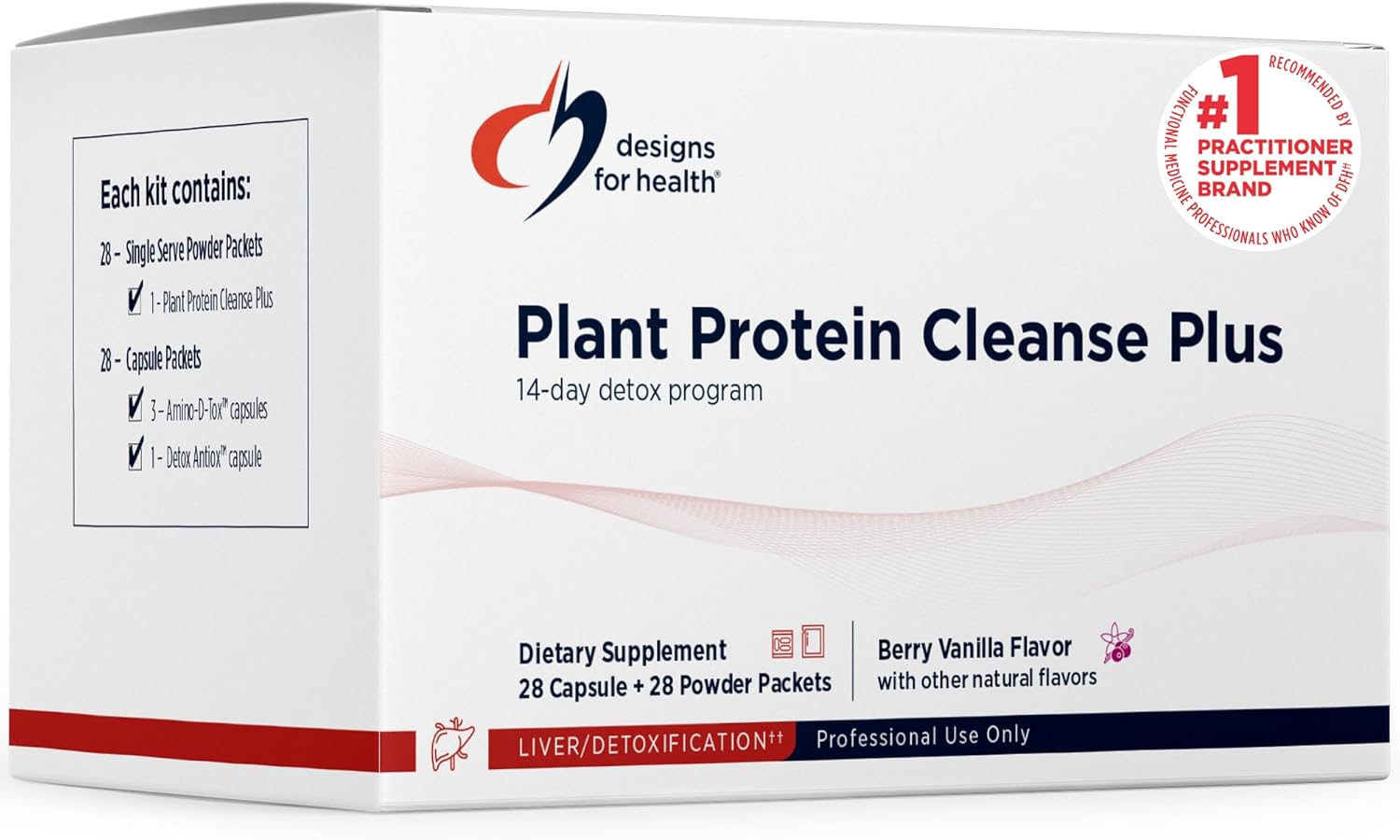 Designs for Health Plant Protein Cleanse Plus 14 Day Detox Program - Promotes Healthy Liver Function + Metabolic Cleanse with Antioxidants + Herbs, Vegetarian (28 Protein Powder Drink + Vitamin Packs)