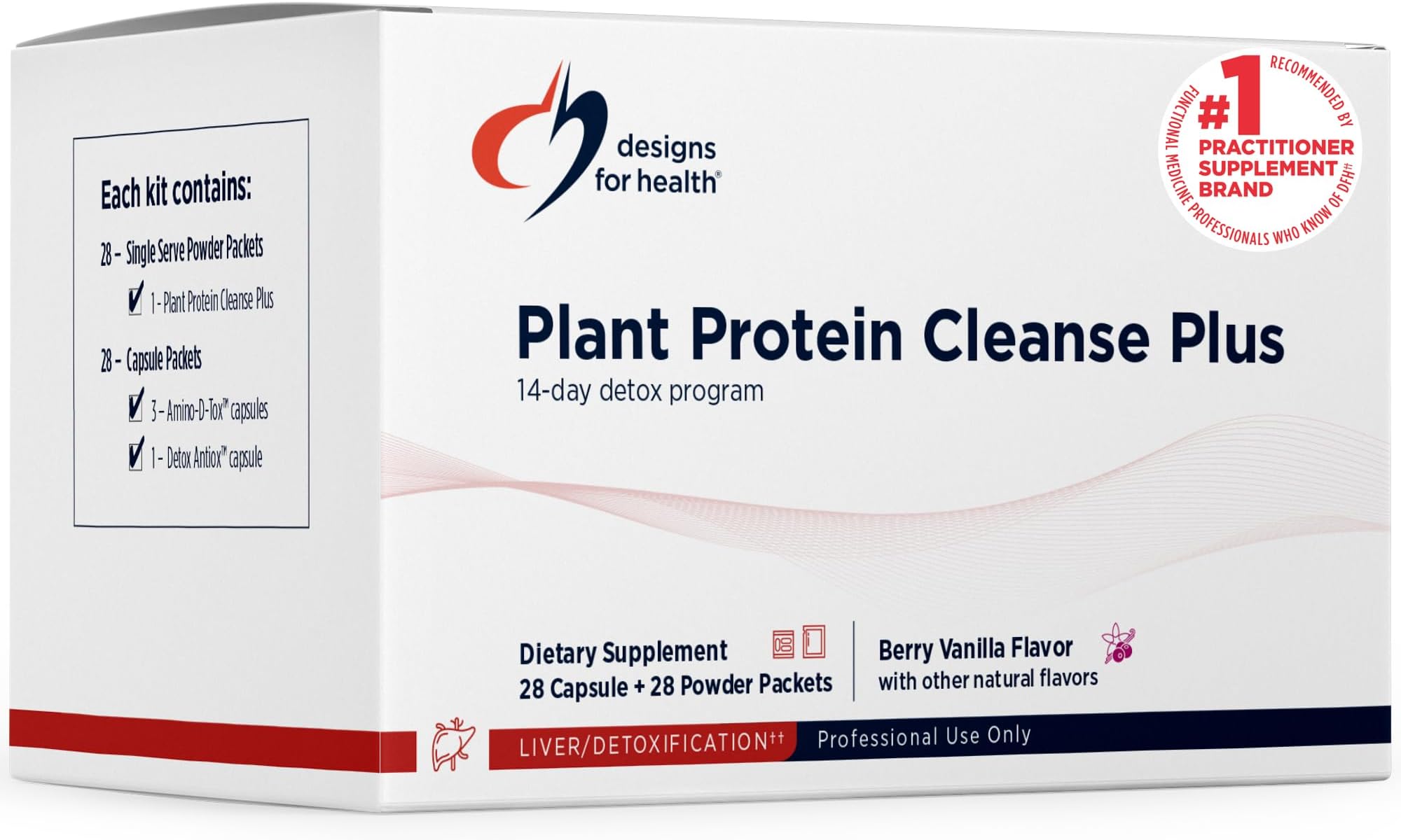 Designs for Health Plant Protein Cleanse Plus 14 Day Detox Program - Promotes Healthy Liver Function + Metabolic Cleanse with Antioxidants + Herbs, Vegetarian (28 Protein Powder Drink + Vitamin Packs)