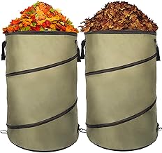 Collapsible Lawn and Leaf Bag Pop-Up Trash Can/Recycle Bin Leaf Waste Bag Outdoor Leaf Bin, 30 Gallon Collapsible Garden Bag for Lawn Yard Garden Camping with Handle(2 Pack)