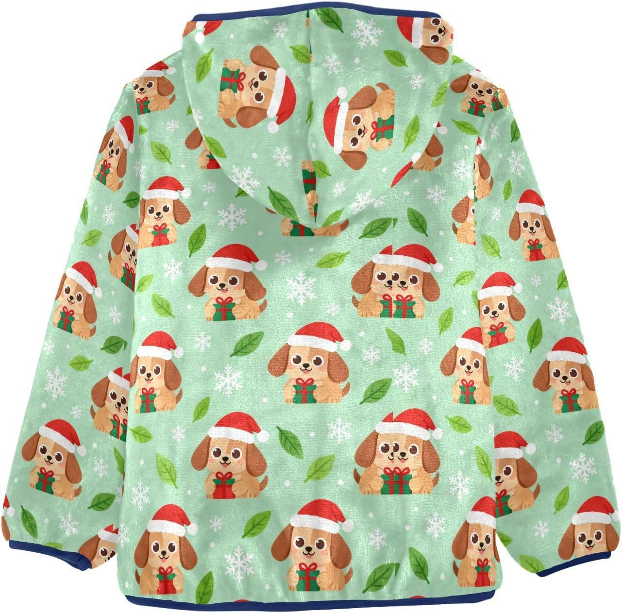 Christmas Dog Pattern Toddler Boy Fleece Jacket Children Winter Coat Navy Blue Baby Boys Clothes