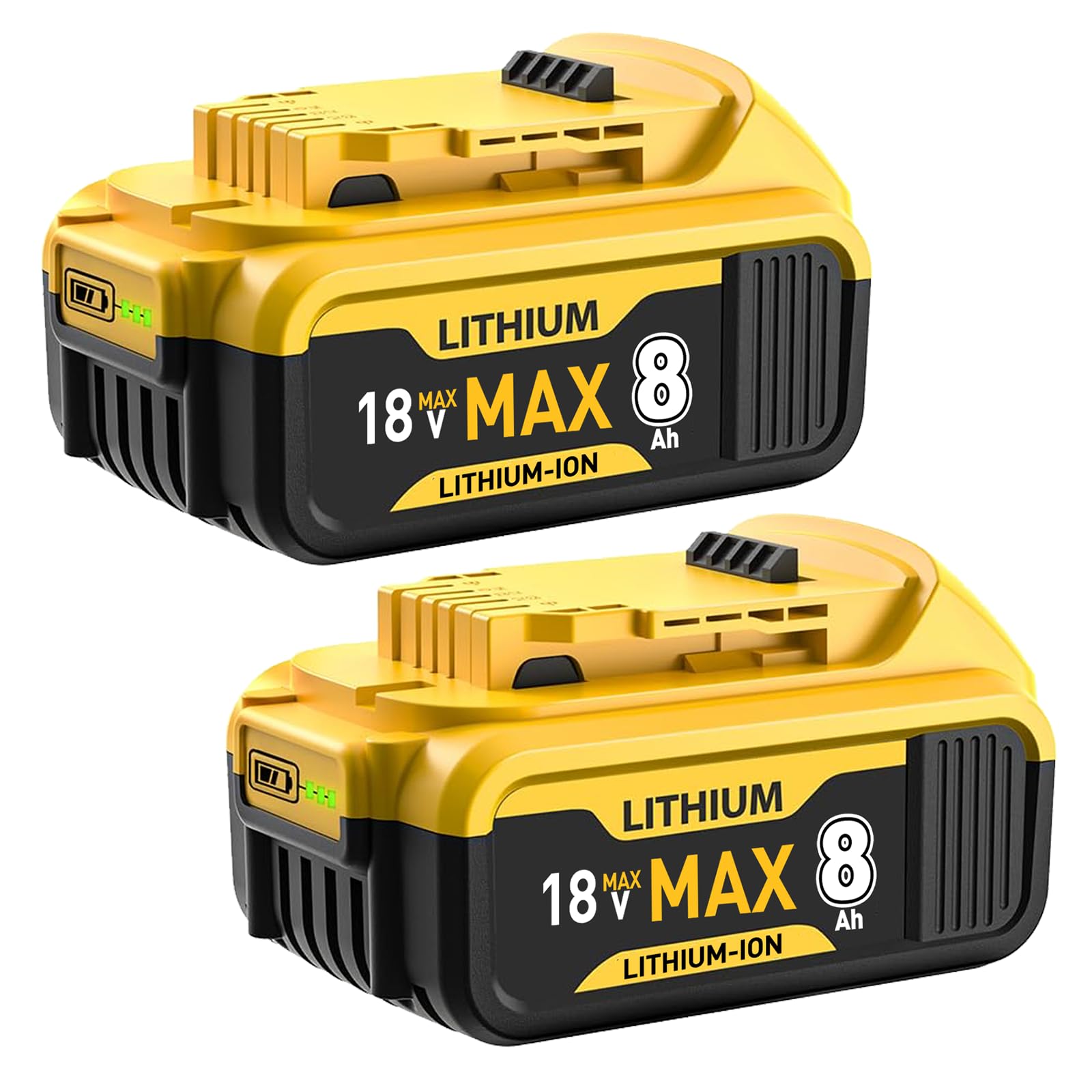 2PACK 18V 8000mAh Lithium-ion Battery Replacement for Dewalt 18V Battery DCB184 DCB200 DCB200-2 DCB201 DCB201-2 DCB203 Compatible with Dewalt Battery Cordless Power Tools (2PCS)