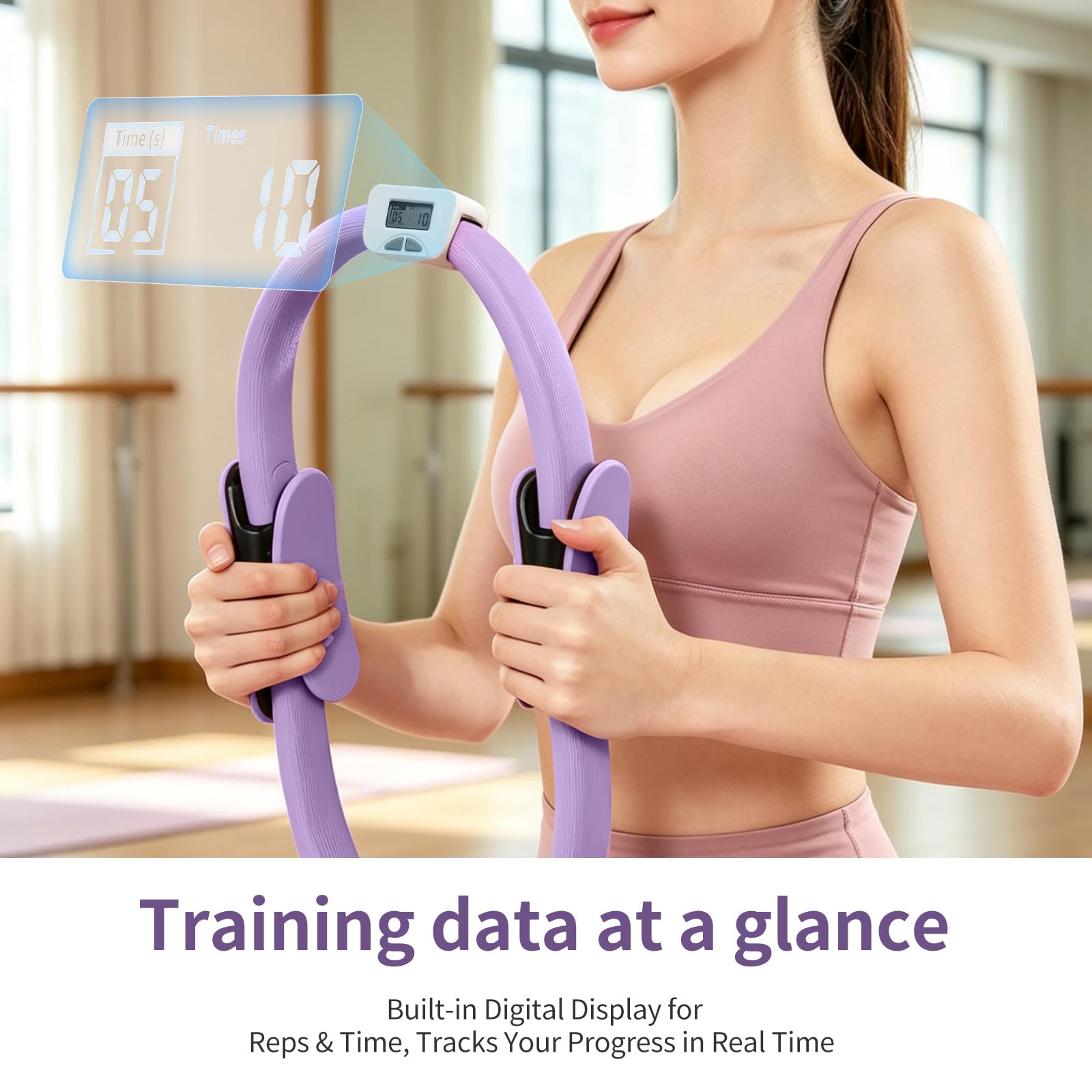 Pilates Kit, Anello Pilates da 14''/35cm Pollici con Palla Mini Pilates,3pcs Fascette Resistenza per Forza Flessibilità,Stabilità e Tonificazione Corporea Attrezzi da Palestra con Display