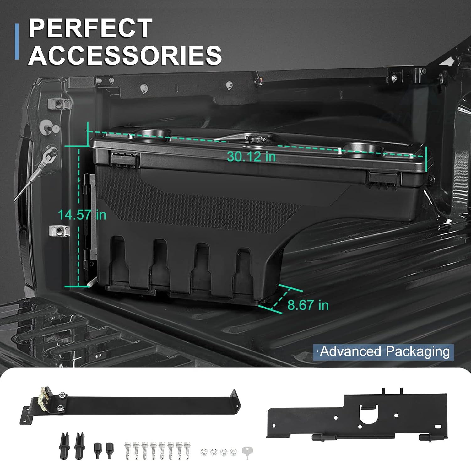 Left Driver Side Password Truck Bed Tool Box Compatible For Jeep Gladiator 2020-2021