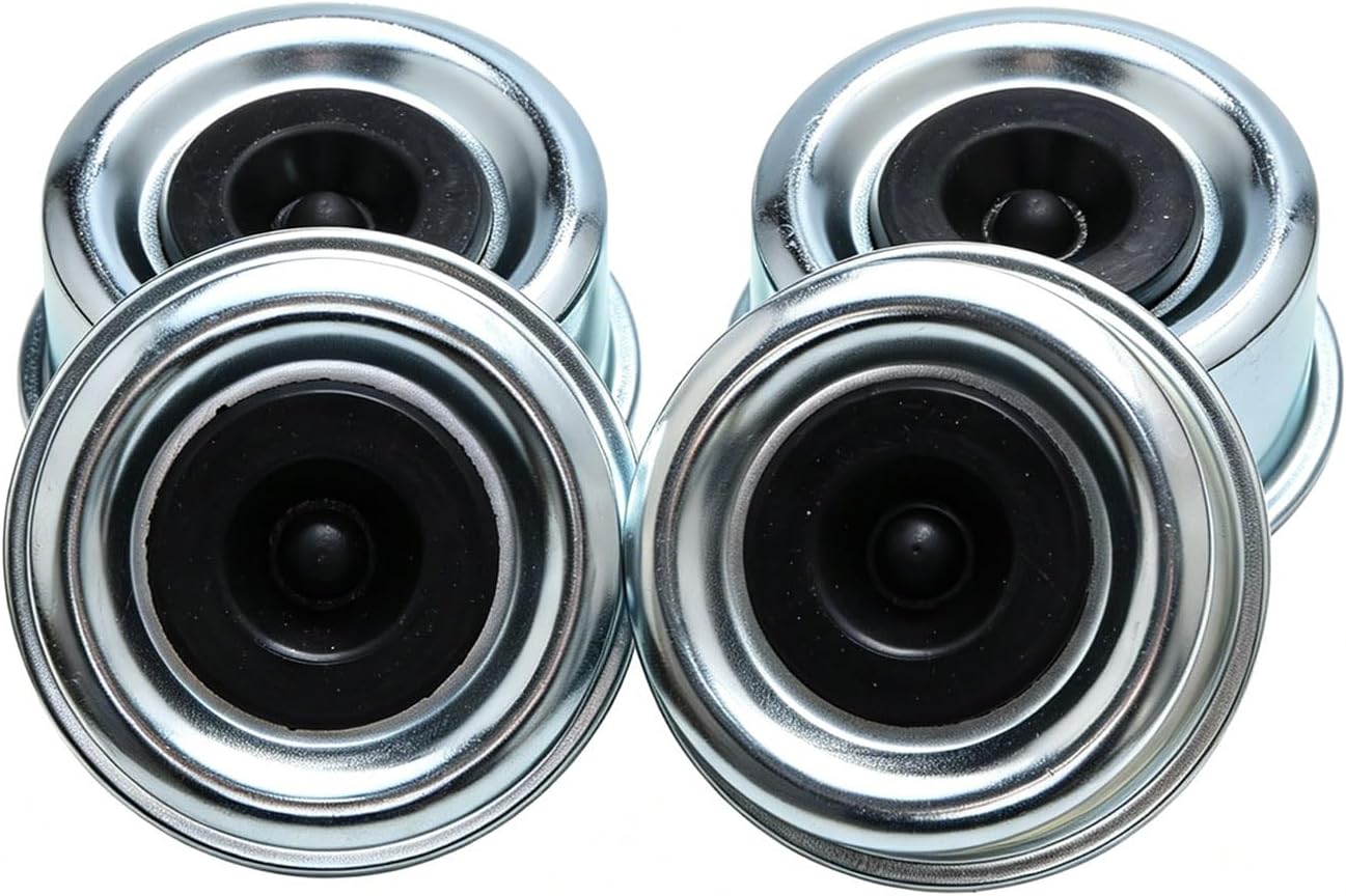 ZEZEFUFU 4 Pack 2.44 Inch Trailer Axle Hub Dust Caps with Rubber Plugs, Grease Covers for Dexter EZ Lube Trailer Axles, Wheel Bearing Protector Caps for RV Camper Boat Trailer