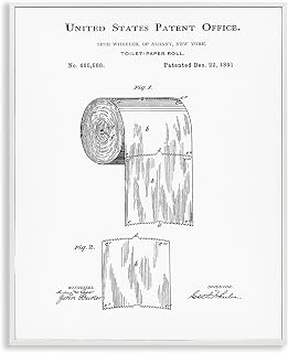 Toilet Paper Roll Vintage Patent Minimal, 11 x 14 Inch Framed Giclée Print