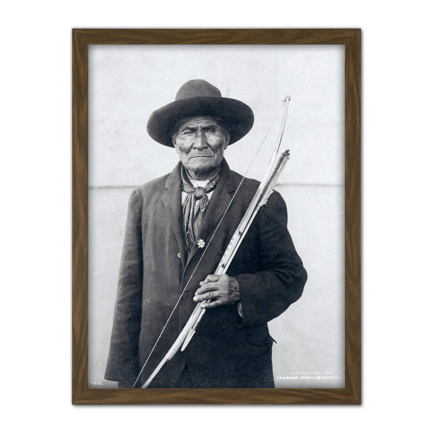 Geronimo Apache Chief Native American Vintage BW Photo Large Framed Art Print Poster Wall Decor 18x24 in