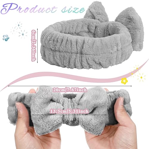 Miniatura 6 de JenPen 24 diademas faciales de spa a granel con lazo suave, toalla elástica para el cuidado de la piel, diademas de microfibra de forro polar coral