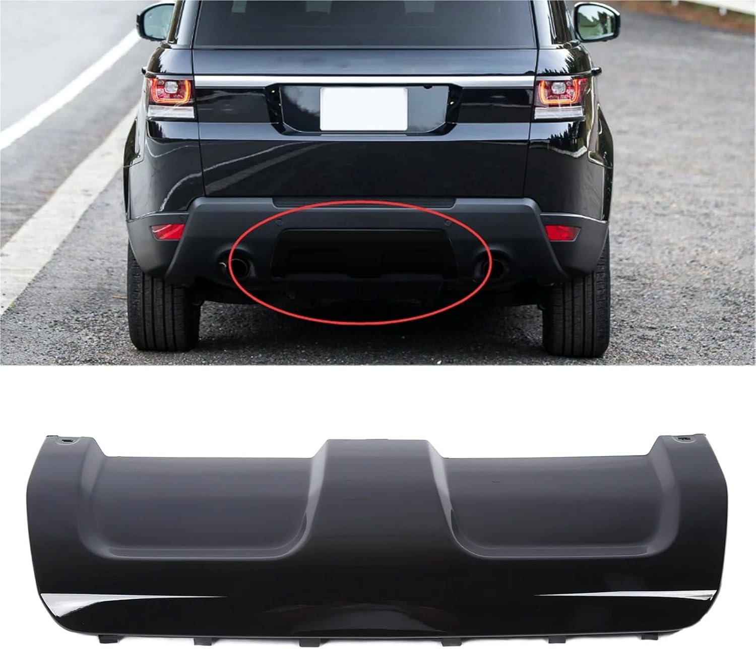 Rear Bumper Skid Plate Cover Strong Protection LR045174 LR059941 Compatible with Sport L494 Pre‑Facelift 2013 to 2017 Glossy Black
