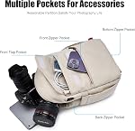Cwatcun Small Camera Bag Shoulder Camera Bag for Photographer Canvas Water Resistant DSLR Sling Bag Compatible with Nikon Sony Lightweigth(Large,Beige)