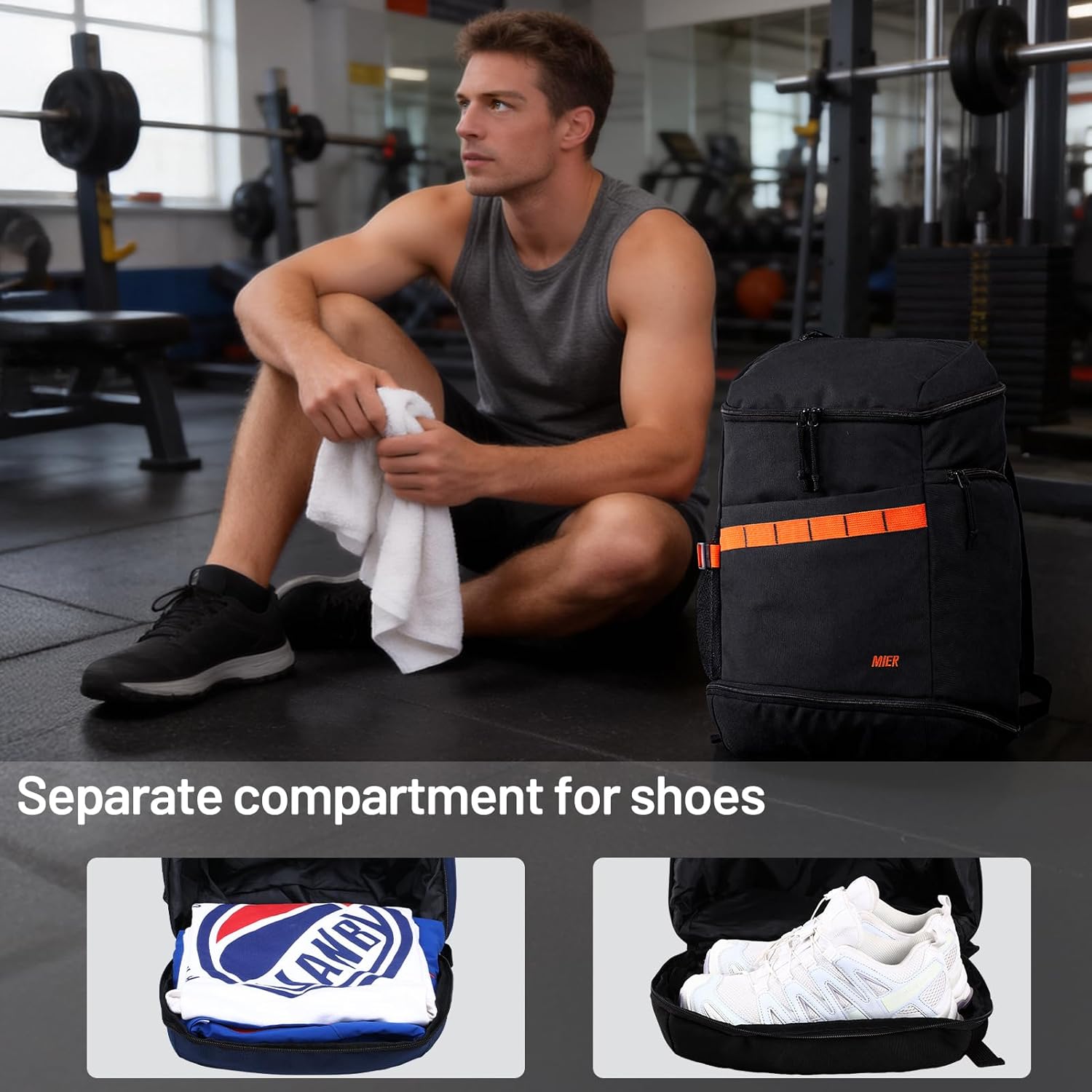 MIER Basketball Backpack with Shoes Compartment Ball Holder Large Sports Equipment Back Pack for Men Women Gym Travel 35L - Image 3