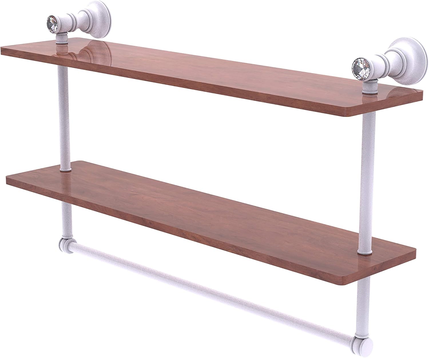 Allied Brass CC-2-22-TB-IRW-ASP Carolina Crystal Collection 22 Inch Double Wood Vanity Shelf with Integrated Towel Bar, Autumn Sparkle