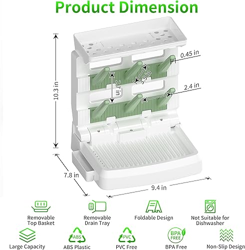 Miniatura 2 de Estante de secado de biberones para 6 biberones, soporte de secado vertical para tazas, ahorro de espacio, estante para secadora de botellas de pie