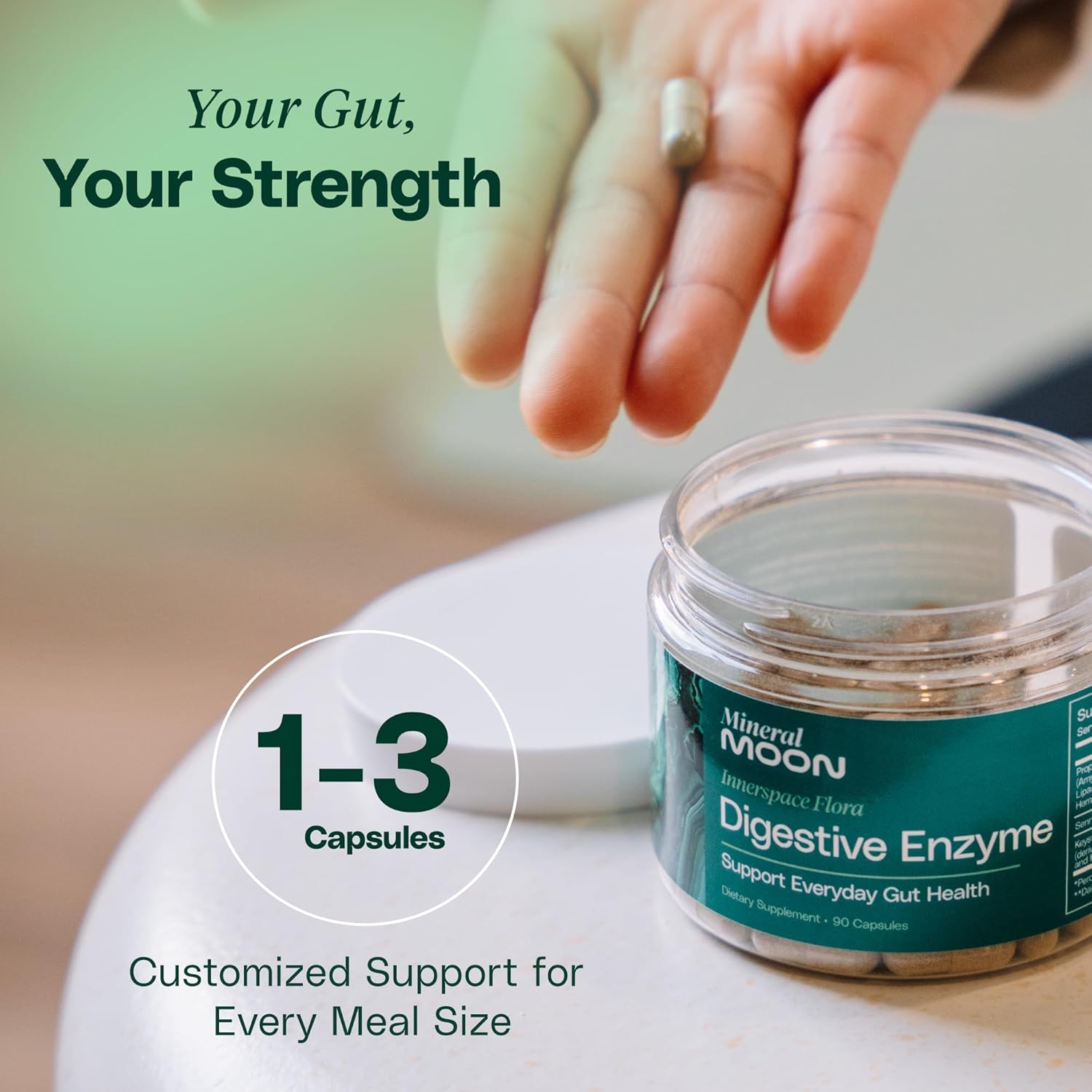 Innerspace Flora Premium Digestive Enzymes for Men and Women - 12 Enzymes for Digestion & Senna Leaf Extract - Supports Gut Health, Digestion Supplement, Nutrient Absorption - 90 Capsules