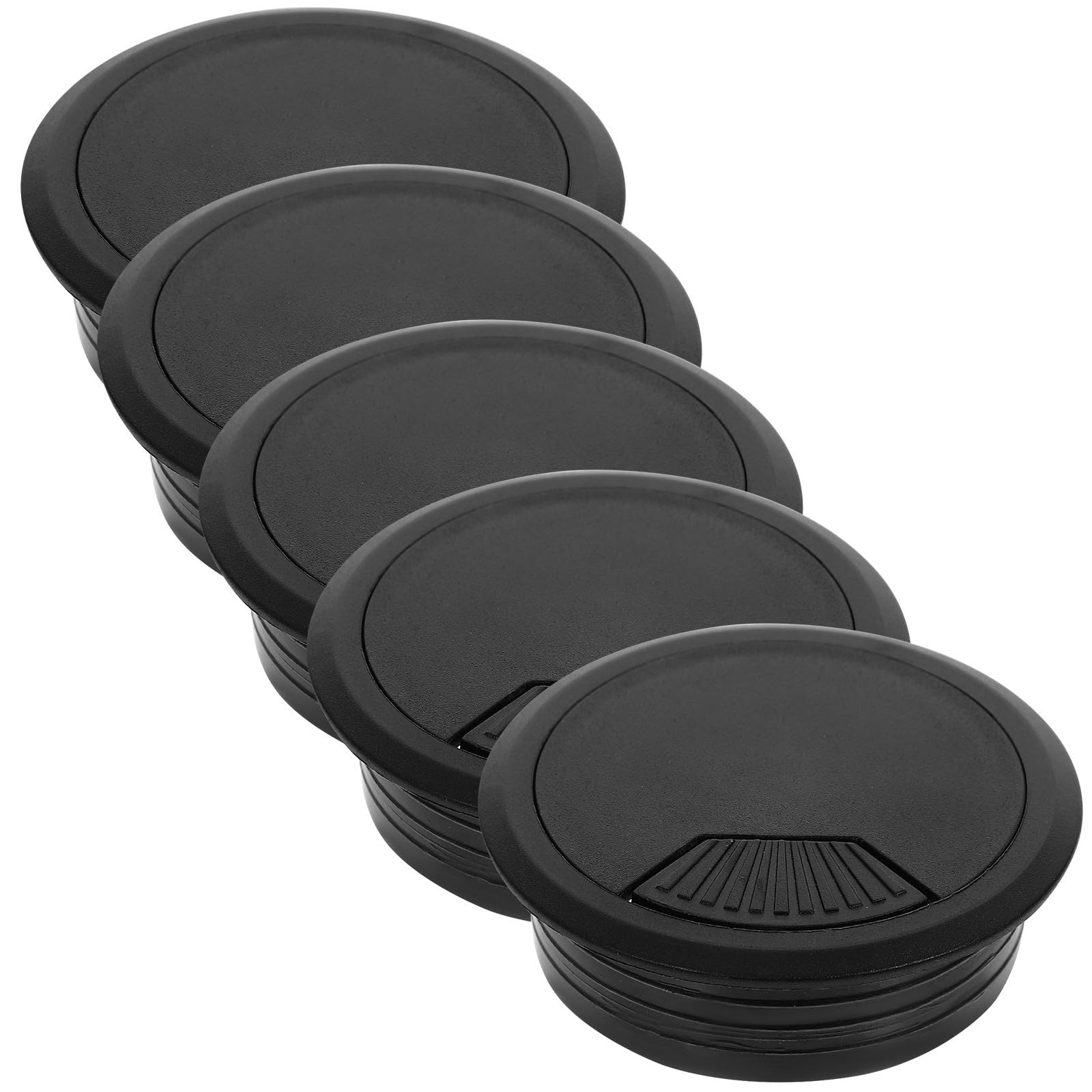 INOOMP 5 Pièces Passe-câble de Bureau Rond 50mm en Abs Noir, Cache-Trou | Meubles et Armoires, Installation Simple, Design Sobre et Pratique, Lot