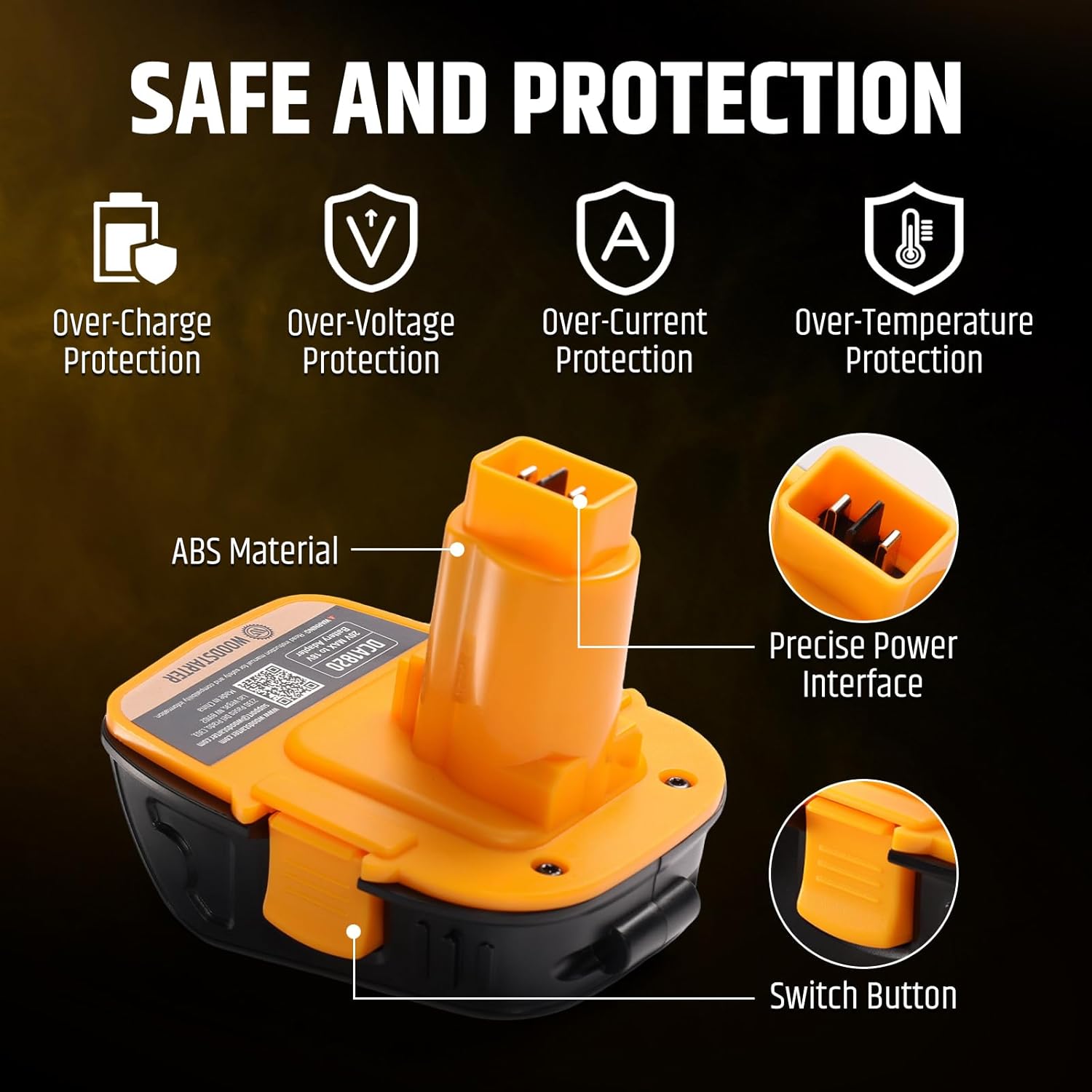 DCA1820 Battery Adapter for Dewalt 18V Power Tools, Compatible with Dewalt 20V Lithium Batteries DCB201 DCB206,Convert 20 Volt Battery to 18 Volt Nicd DC9096 DE9095