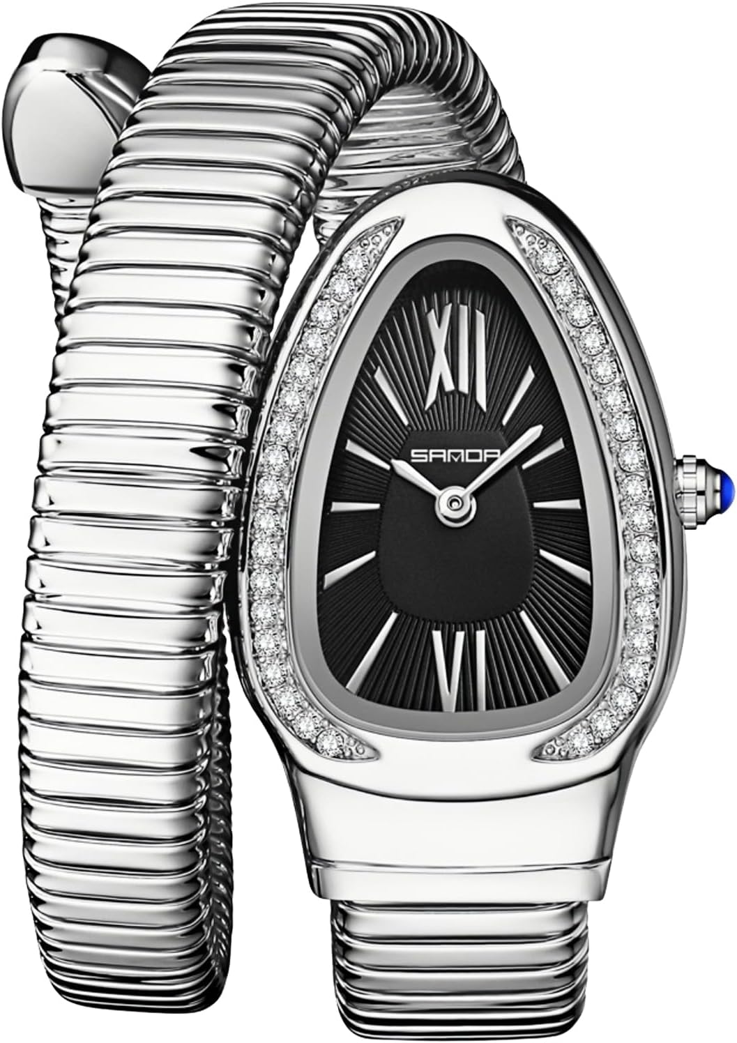 Snake Bracelet Watch for Women, Elegant Bangle Wrist Watch with Flexible Wrap Strap Design, Fashion Jewelry Style Quartz Watch, Adjustable Cuff Watch for Dress & Gift