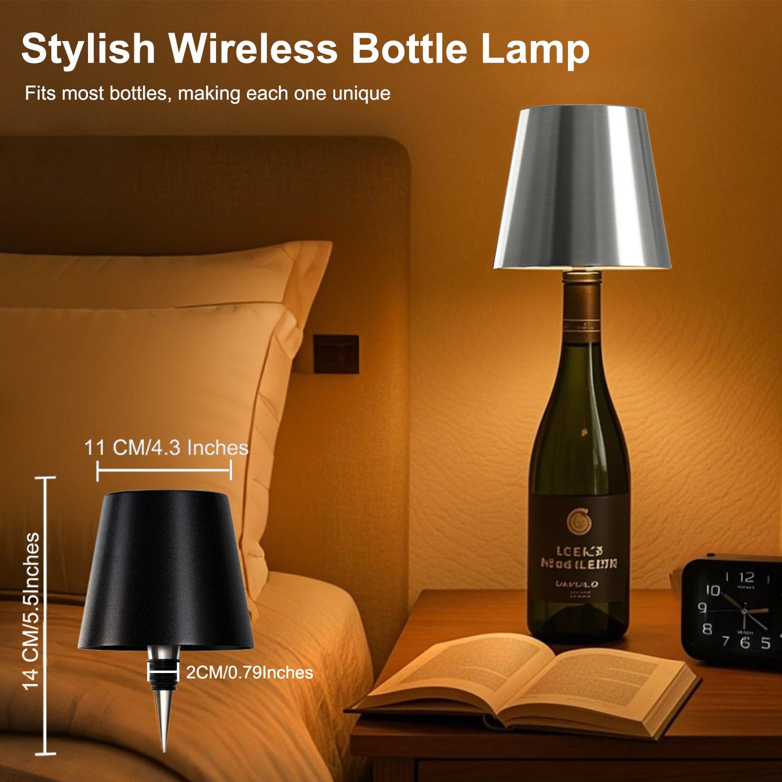 Paralume per bottiglia senza fili per lampada da tavolo, lampada touch a 3 livelli di luminosità, lampada ricaricabile senza fili, lampada | Leroy Merlin