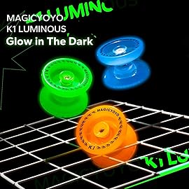 MAGICYOYO Responsive Yoyo K1 Tug Return Yo yo, Hubstacks Yo-yo for Kids Beginners Dual Purpose Yo Yo with Unresponsive Bearing, Storage Bag + 12 Strings +Yo-Yo Glove +2 Yo yo Hubstacks ((Glow Orange)