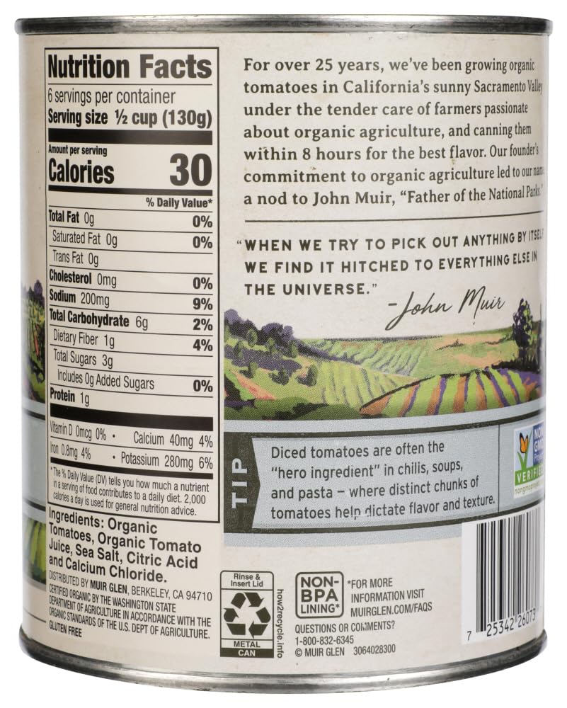 Muir Glen Diced Tomato 48x 28 Oz