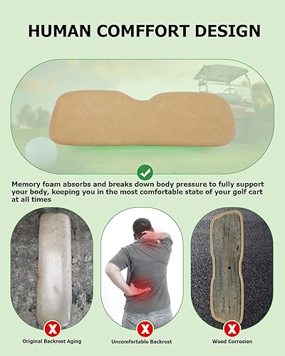 Miniatura 6 de SCITOO Conjunto de respaldo de asiento delantero para carrito de golf EZGO RXV 2008-up, cojines de repuesto estilo fábrica, color marrón