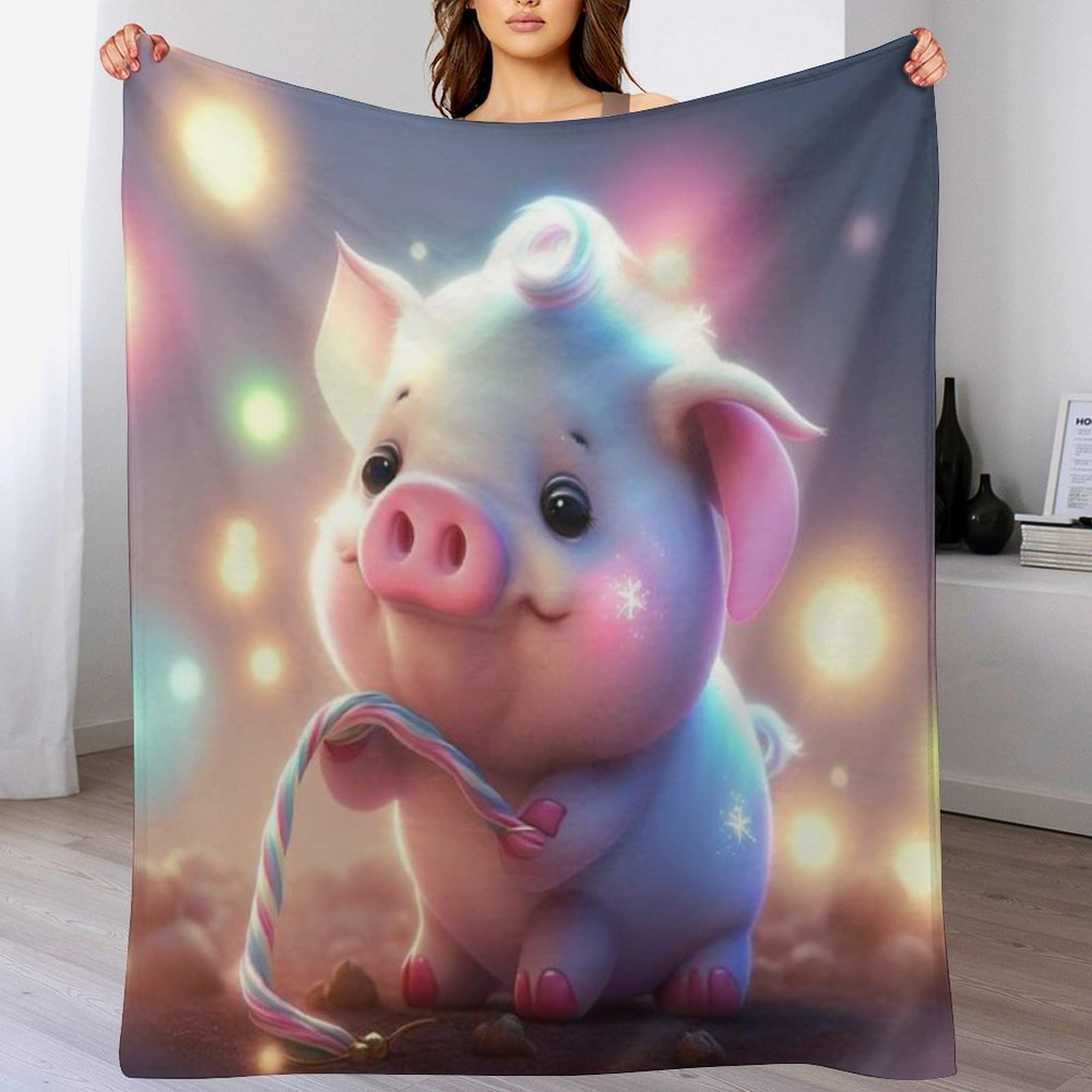 Manta de franela de cerdo ideal para tardes de cine en el salón