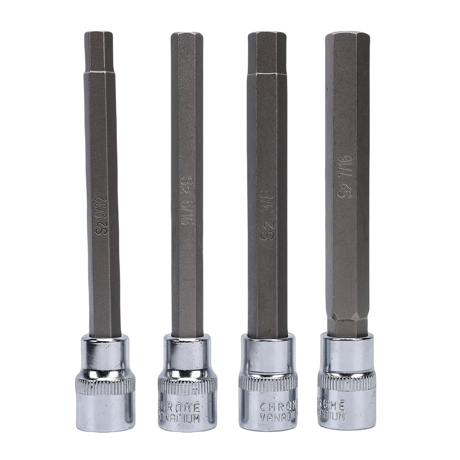 Zestaw Bardzo Długich Nasadek Sześciokątnych, Stal Stopowa S2, Odporna na Uderzenia, 110 Mm, 20 szt. Zestaw Bitów Sześciokątnych 3/8 Cala, Metryczne Nasadki SAE z obudową formowaną