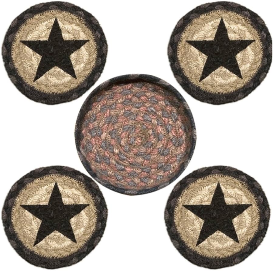 Earth Rugs 29-CB099BS Coaster Set, 5", Black