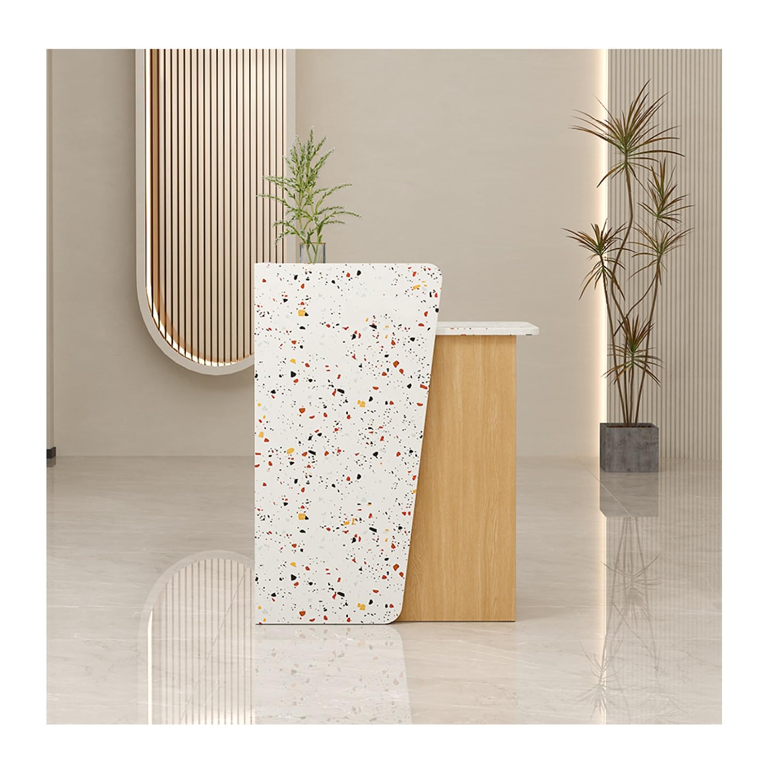 Scrivania moderna da ufficio con cassetti chiudibili, elegante bancone per sale riunioni di lavoro, hotel e negozi di abbigliamento, diametro 80 cm